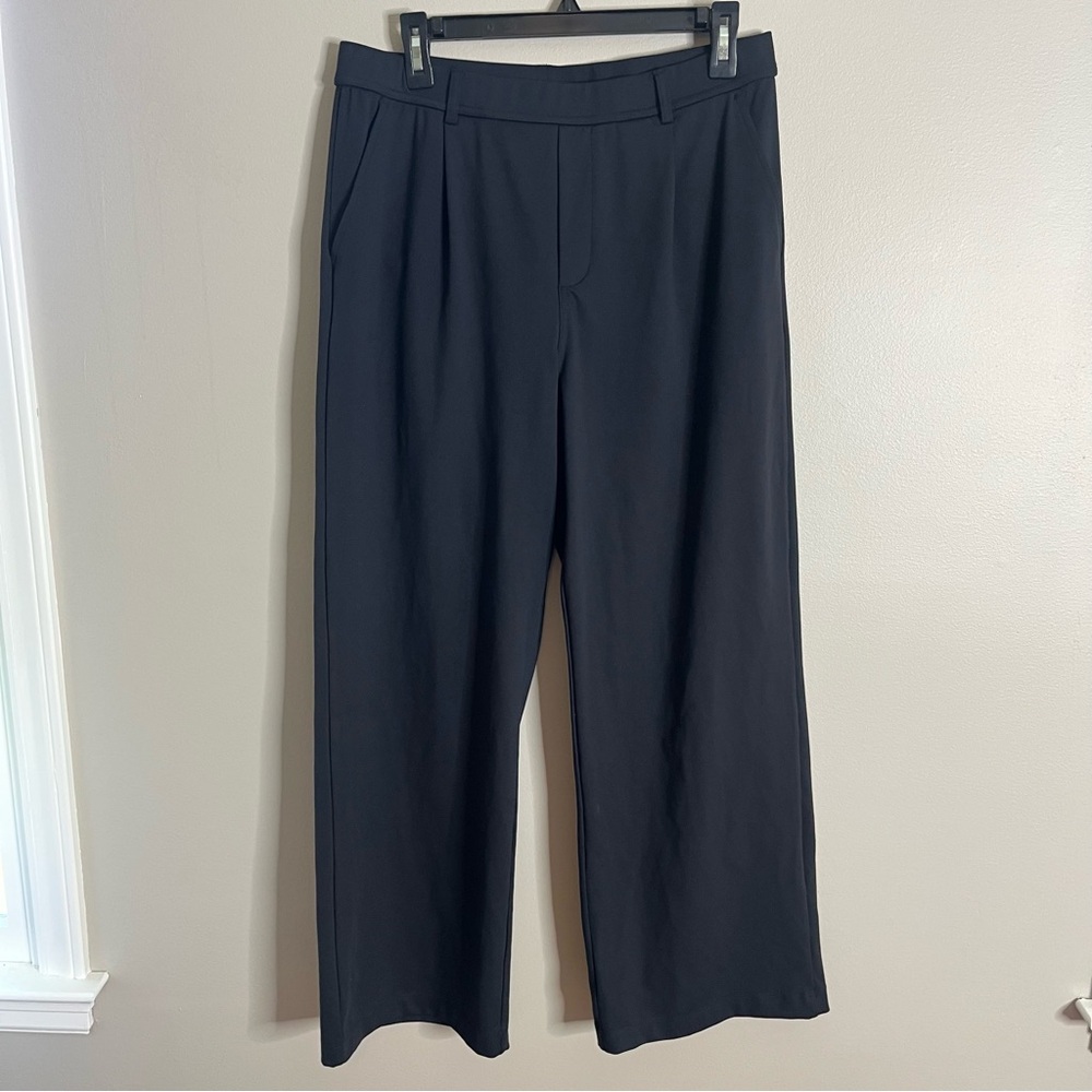 Halara Size Large Wide Leg Pleat Front High Rise Stretch Pants Black